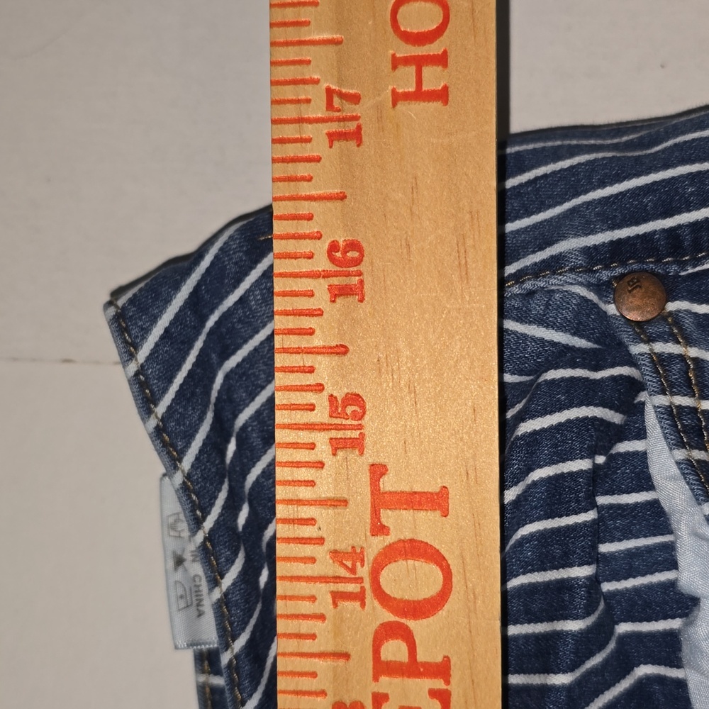 Judy Blue Blue & White Striped Super Flare Raw Hem Jeans Womens Size 16W - Picture 13 of 16